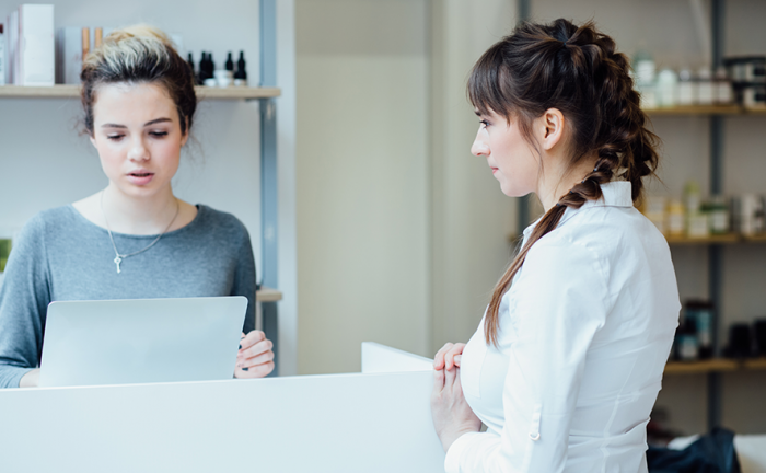 receptionist at a salon